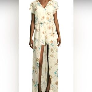 City Triangles Floral Jumpsuit in Cream and Blue